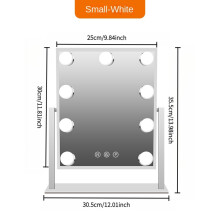 (White 9 lights) Sminkespeil med lys, Hollywood sminkespeil, med 3 fargemoduser og 9 justerbare LED-pærer, forstørrer 360
