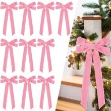 (pink) 12er-Pack große, luxuriöse, samtartige PU-Weihnachtsschleifen – 13 x 26 cm (5 x 10 Zoll) Weihnachtsdekoration,