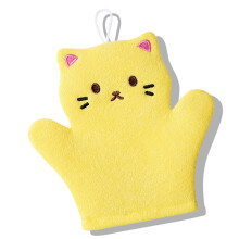 'Childfriendly exfoliating bath gloves, nonabrasive'