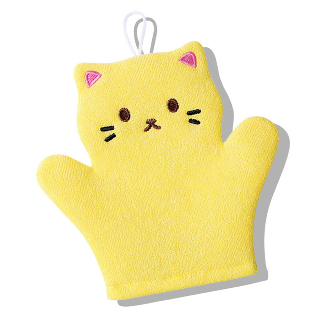 Painless Bathing Gloves For Toddlers, Skinfriendly Scrubber, Parentchild Interaction Tool, Userfriendly Fabric Cloth In Yellow