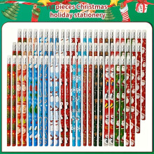 (144pcs) Satz Weihnachtsstifte mit Radiergummi, klassifiziert für Büro-, Schul- und Klassenzimmerbedarf (Stile und Farben sind