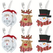 Weihnachten 12-teiliges Besteckhalter-Taschen-Set – Messer, Löffel, Gabel, Taschen für Esstisch, Tischdekoration, Party