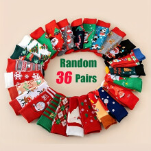 36 Pairs One-size-fits-all Soft Mid Calf Socks Men's Christmas Socks with Santa Claus for Autumn and Winter