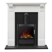 Adam Harrogate Surround in Pure White with Keston Electric Stove, 39 I