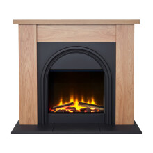 Adam Burlington Electric Fireplace Suite in Oak & Charcoal Grey, 44 Inch