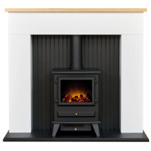 Adam Innsbruck Stove Fireplace in Pure White with Hudson Electric Stove in Black, 45 Inch - Refurbished