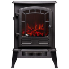 Sureflame Ripon 1&2KW Freestanding Black Electric Stove with Realistic LED Flame Effect and Log Fuel Bed