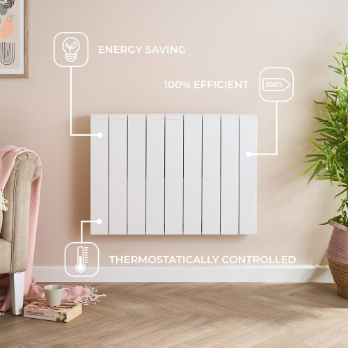 Adam Adam Samson 2000W Dual Heating Electric Radiator in White with Smart WiFi Control 1