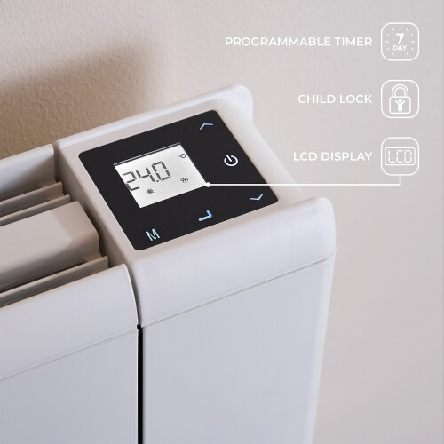 Adam Adam Samson 2000W Dual Heating Electric Radiator in White with Smart WiFi Control 2