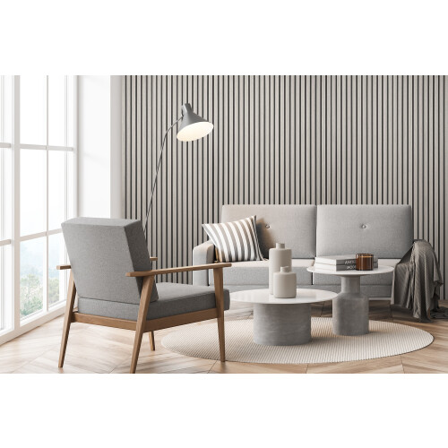 Fuse Acoustic Wooden Wall Panel in Grey Oak, 2.4m x 0.6m 1