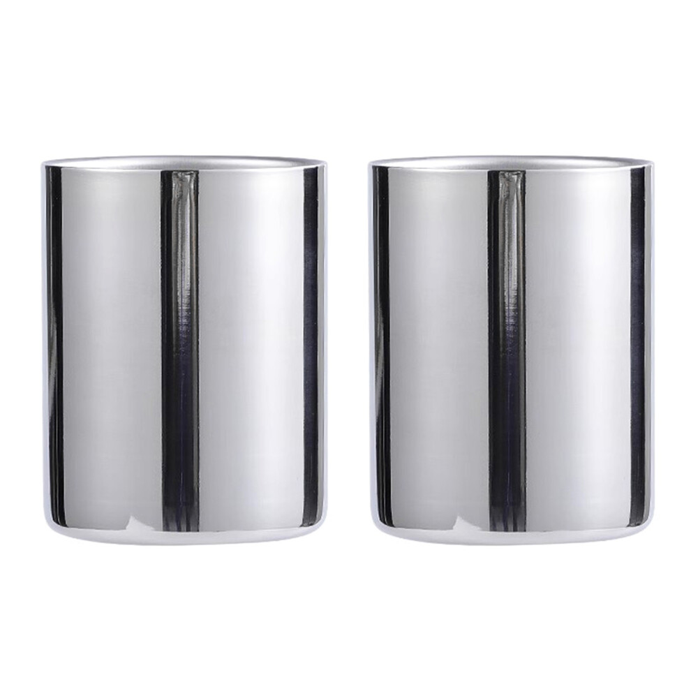 2pcs Rustproof Toothbrush Cups Stainless Steel Travel-400ml