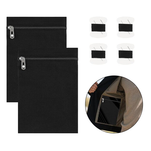 2Pcs Comfortable Invisible Sewn Pocket for Coat Jackets Zippered 1