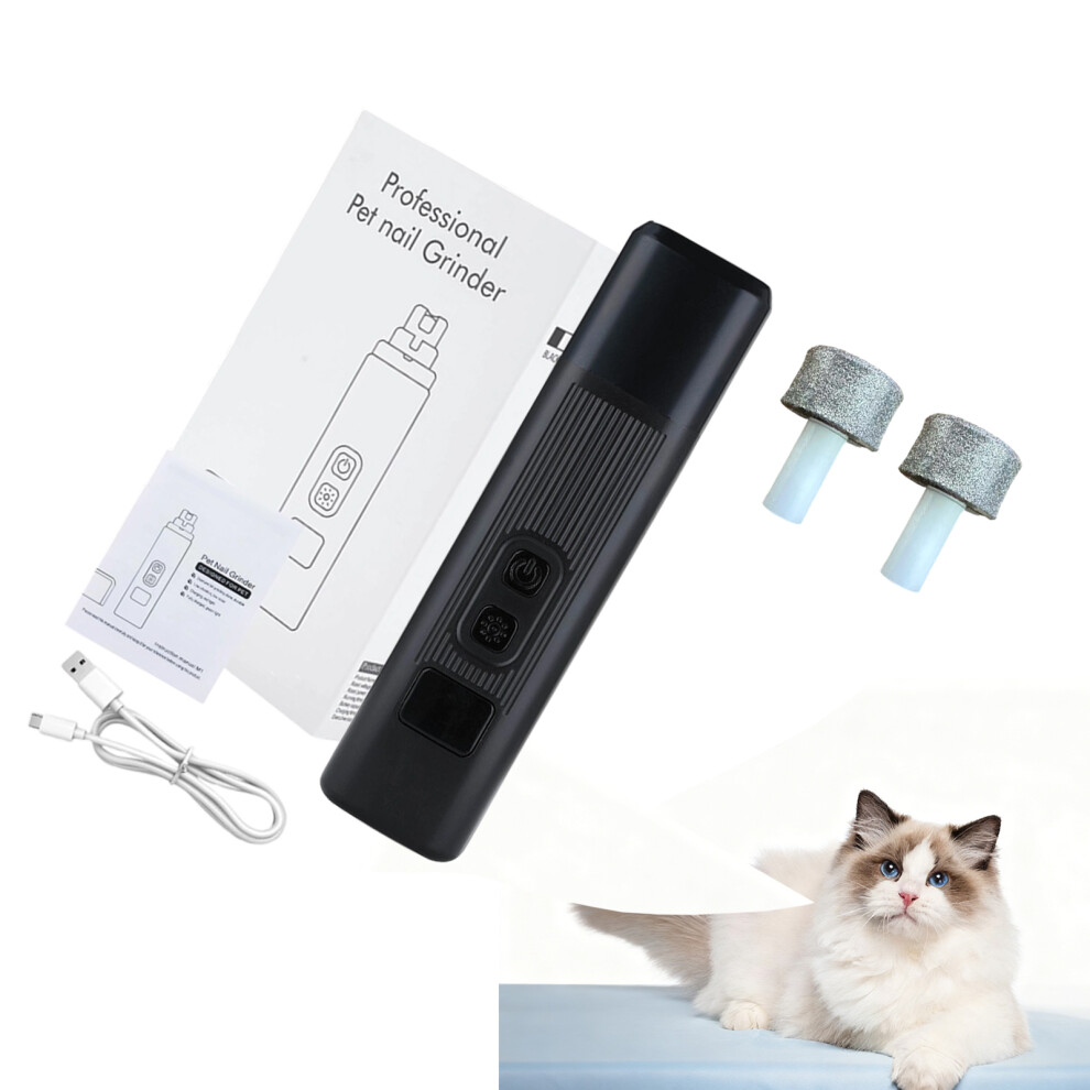 Rechargeable Pet Nail Trimmer Powerful Motor Portable USB-Black
