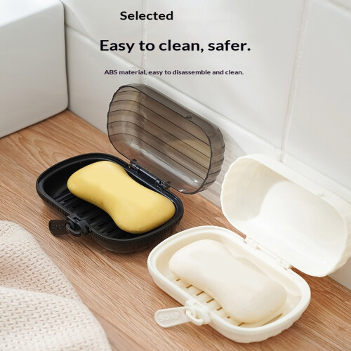 Portable Soap Case LeakProof Zippered Seal-Transparent black 1