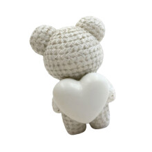 Figurine d'ours en forme de cœur en résine, pour la-Blanc