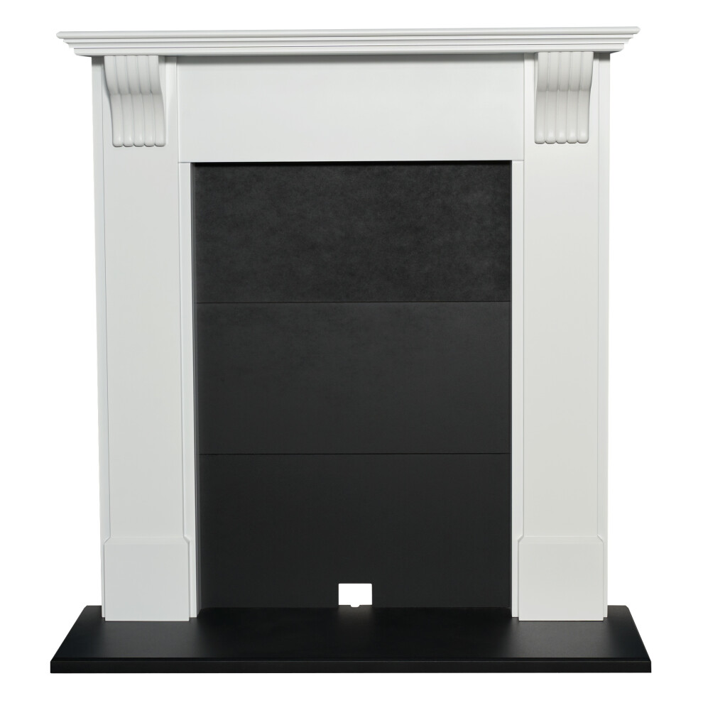 Adam Harrogate Stove Fireplace in Pure White and Black, 39 Inch