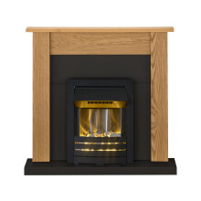 Adam Southwold Fireplace Suite in Oak and Black with Helios Electric F