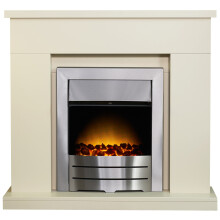 Adam Lomond Fireplace  in Stone Effect & Colorado Brushed Steel Electric Fire, 39 Inch