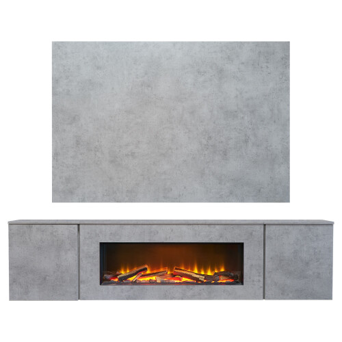 Acantha Orion Electric Floating Media Fire & Back in Concrete Effect 2