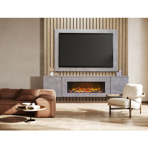 Acantha Orion Electric Floating Media Fire & Back in Concrete Effect 1