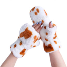 Winterse warme handschoenen, pluche handschoen met opklapbare bovenkant, pluizige halfvingerige rijhandschoenen
