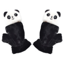 Winterse warme handschoenen, pluche pandahandschoen met opklapbare bovenkant, dierenmotief, halve vingerhandschoenen