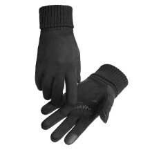 (Zwart) Warme winterhandschoenen, zachte fietshandschoenen voor heren, geschikt voor buitenactiviteiten