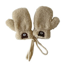 (Beige) Warme winterhandschoenen van zacht fleece met nekbandje voor baby's, jongens en meisjes