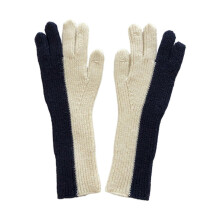 (Azul marino) Guantes de invierno cálidos, mitones elásticos, guantes de punto para adultos con dedos