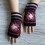 (rosarot) Winterwarme Handschuhe, dehnbare Fäustlinge, gestrickte Halbfingerhandschuhe mit Blumenmuster 3