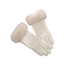 Winterhandschoenen van suède met touchscreenfunctie en sherpa-fleece voering voor winddichte warmte