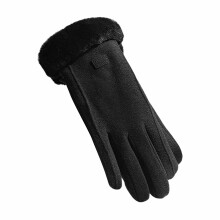 (Zwarte) winterhandschoenen van suède, winterbestendige fietshandschoenen met volledige vingers en thermische
