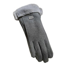 (Grijze) Winterse suède handschoenen, winterbestendige fietshandschoenen met volledige vingers en thermische