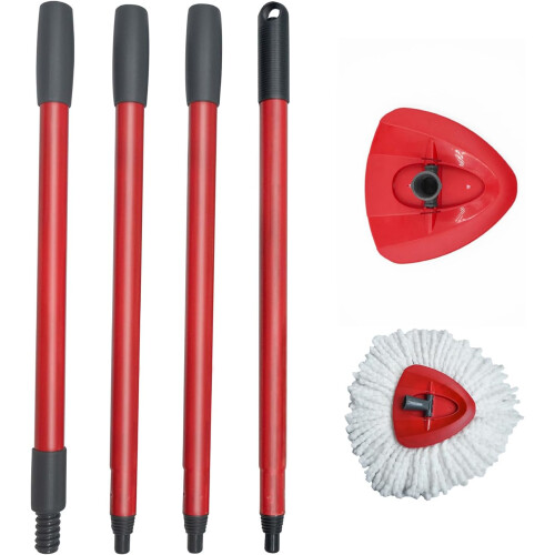 Mop Handle Replacement with FourSection Adjustable Long Metal Extension for Floor Cleaning 1