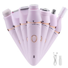 7in1 Facial Hair Remover for Women, USB Rechargeable, Pain Epilator for Face, Body, Underarms, Bikini, Legs