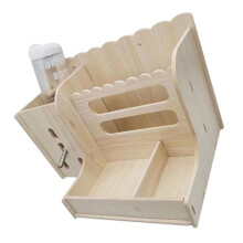 Wooden Hay Rack Food Bowl for Rabbits, Guinea Pigs, Hamsters, MultiFunction Feeder and Water Bottle Holder