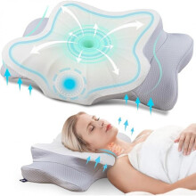 Ergonomic Neck Pillow for Side Sleepers, Cooling Contour Memory Foam Pillows with Removable & Breathable Cooling Pillowcase, Cervical Pillow for Neck