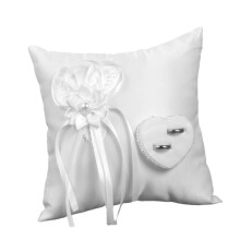 Embroidered Ring Pillow for Wedding with Camellia Imitation, Square Wedding Accessory