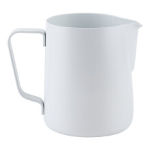 Latte Art-tillbehör, specialpip för enkel kontroll, skumkanna i rostfritt stål med ergonomisk design och tydliga skalmarkörer, lämplig för