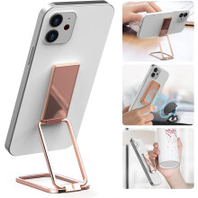 Ring Grip Stand, 360 Rotation Metal Cell Phone Back Grip for Desk, Wide Compatibility with Most Smartphones and Tablets, Adjustable Arms & Strong