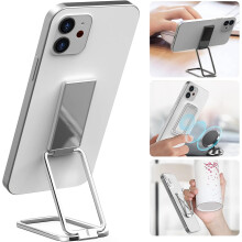 Ring Grip Stand, 360 Rotation Metal Cell Phone Back Grip for Desk, Wide Compatibility with Most Smartphones and Tablets, Adjustable Arms & Strong