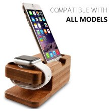 iPhone Charging Dock, Bamboo Wood Desktop Stand for Apple Watch with Scratch-free Protection and Solid Wood Base for Perfect Compatibility and