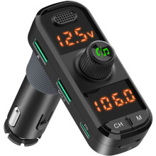 Bluetooth 5.0 FM Transmitter, Advanced Auto-Connect Technology For Seamless Music Streaming & Fast Charging, Hi-Fi Sound Experience, Hands-Free