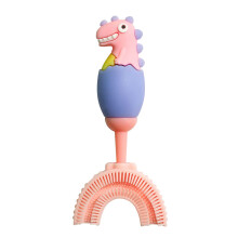 Kids' Toothbrush with U Shaped Silicone Heads, Reusable Bpa Free Manual Operation for Toddlers, Easy to Clean 360 Degree Cleaning Toothbrush (1PCS)