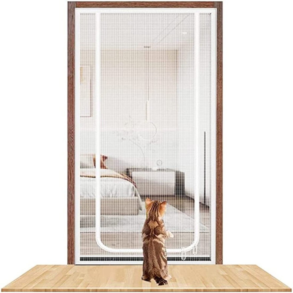 Improved Pet Fly Screen Door With Zip, 85X210cm, Reinforced Cat Screen, No Nail Divider, Cat Resistant Net 9365049759502