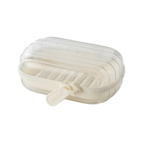Leak Proof Travel Soap Case Zippered Drainage-Transparent White