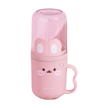 Tasse portative légère de brosse à dents avec le couvercle-Rose