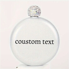 (white, 5OZ) Personalisierter runder Flachmann aus 5-Unzen-Edelstahl – individueller Text, mit funkelnder Kappe, Optionen in Rosa,