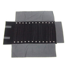 Travel Jewellery Bag Necklaces Roll Pendant Earring Holder Foldable Storage Stud Case Hair Clip Pouch Black Schwarz