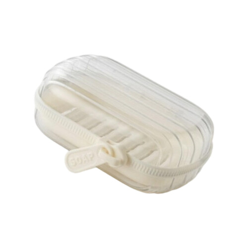 Boîte à savon de voyage à fermeture éclair,-Blanc transparent